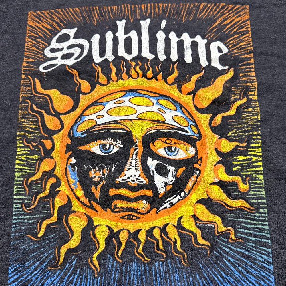 Official Licensed Sublime Band Sun/ Solar Face Logo Gray T-shirt Mens, L